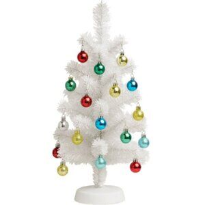 Mini White Table Top 16 Inch Christmas Tree - Includes Ornaments